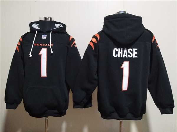 Men's Cincinnati Bengals #1 Ja'Marr Chase Black Pullover Hoodie,We sell and wholesale Men's Cincinnati Bengals #1 Ja'Marr Chase Black Pullover Hoodie on line form chian!